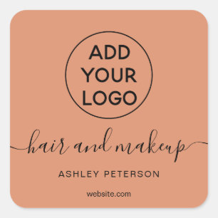 Logo terracotta simple typography hair makeup square sticker