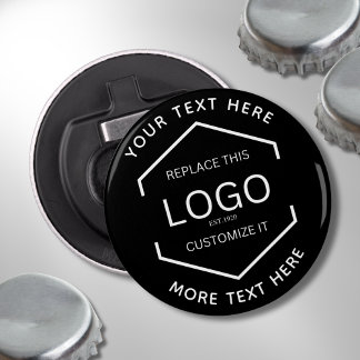 Logo Text Black Background Business Promotional Bottle Opener