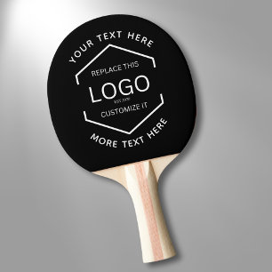 Logo Text Black Background Promotional Business  Ping Pong Paddle
