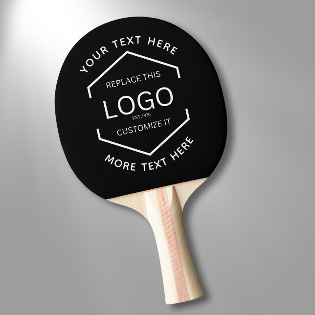Logo Text Black Background Promotional Business  Ping Pong Paddle (Creator Uploaded)