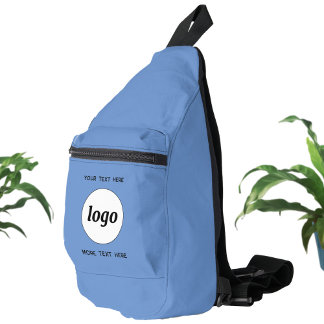 Logo Text Business Promotional Branding Blue Sling Bag