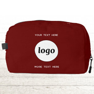 Logo Text Business Promotional Branding Burgundy Dopp Kit