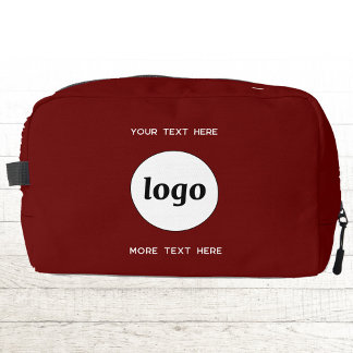 Logo Text Business Promotional Branding Burgundy Dopp Kit
