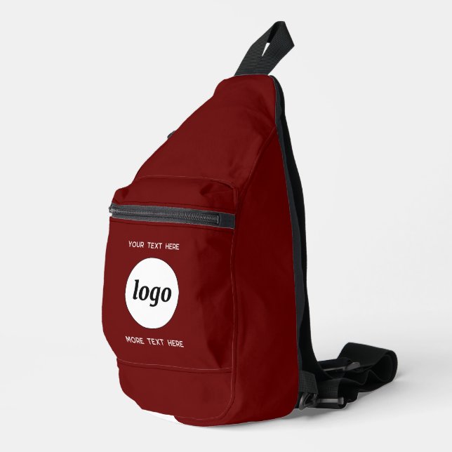 Logo Text Business Promotional Branding Burgundy Sling Bag (Right Corner)