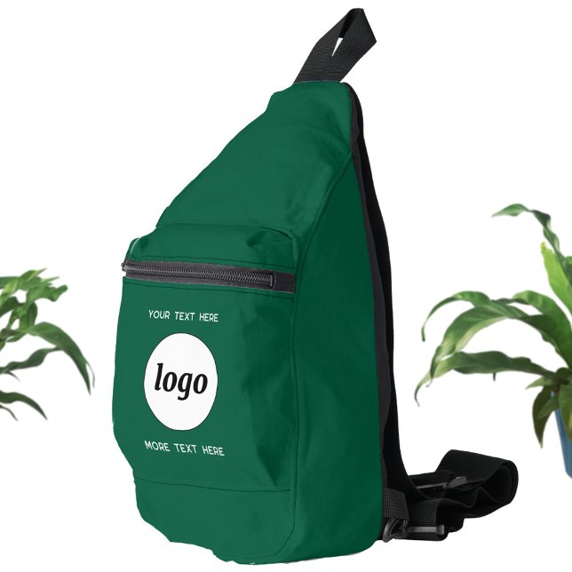 Logo Text Business Promotional Branding Green Sling Bag (Simple logo with custom text business promotional branding green sling bag backpack)