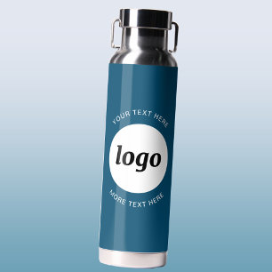 Logo Text Business Promotional Branding Teal Green Water Bottle