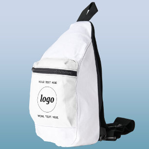 Logo Text Business Promotional Branding White Sling Bag
