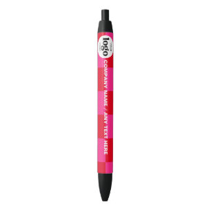 Logo Text Business Promotional Pink Chequered Pe Black Ink Pen