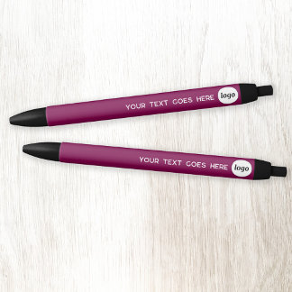 Logo Text Cherry Red Business Branding Promotional Black Ink Pen