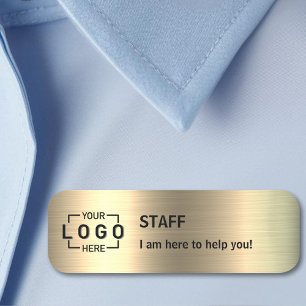 Logo Text Classic Golden Name Tag