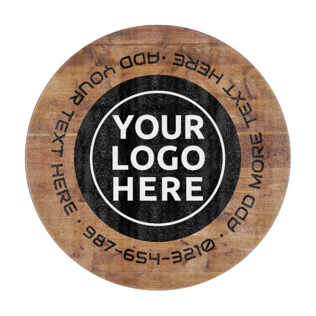 LOGO & TEXT | Custom Business Glass Cutting Board (Front)