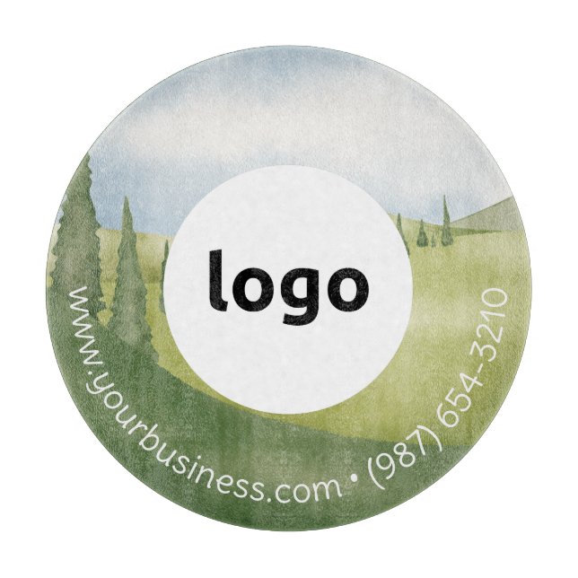 LOGO & TEXT | Custom Business Glass Cutting Board (Front)