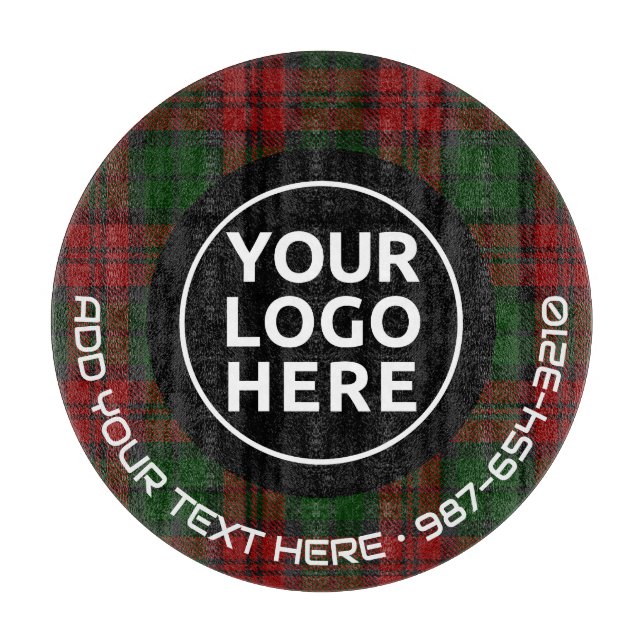 LOGO & TEXT | Custom Business Glass Cutting Board (Front)