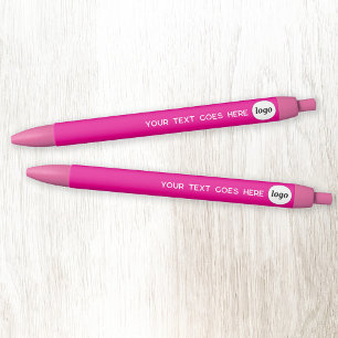Logo Text Hot Pink Business Branding Promotional Black Ink Pen