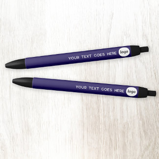 Logo Text Navy Blue Business Branding Promotional Ink Pen