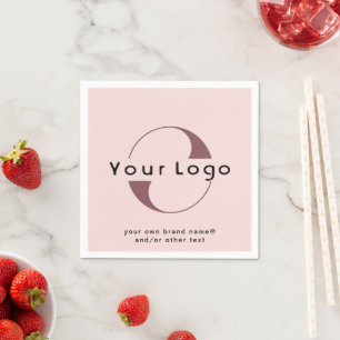Logo + text on Blush pink Company Business Paper Napkin