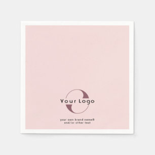 Logo + text on Blush pink Company Business Paper Napkin