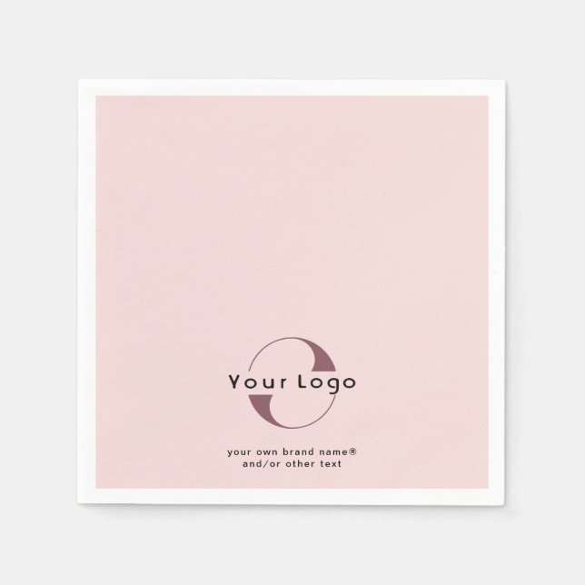 Logo + text on Blush pink Company Business Paper Napkin (Front)