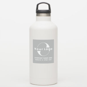 Logo +text on Vinyl, Business Grey Water bottle