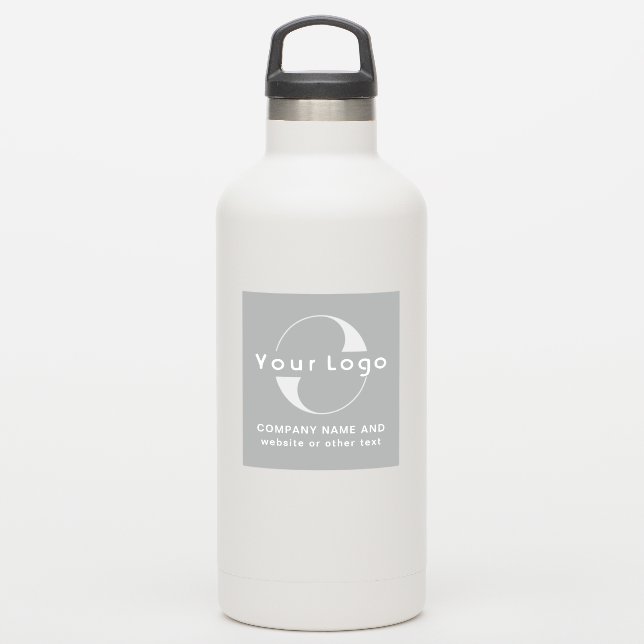 Logo +text on Vinyl, Business Grey Water bottle (Waterbottle)