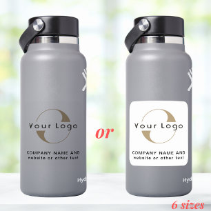 Logo + Text on Vinyl Square, Business Water Bottle