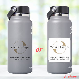 Logo + Text on Vinyl Square, Business Water Bottle