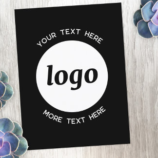Logo Text Promotional Business Black Postcard