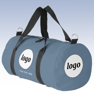 Logo Text Promotional Business Blue Duffle Bag