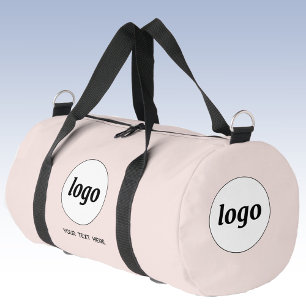Logo Text Promotional Business Blush Pink Duffle Bag