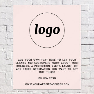 Logo Text Promotional Business Blush Pink Poster