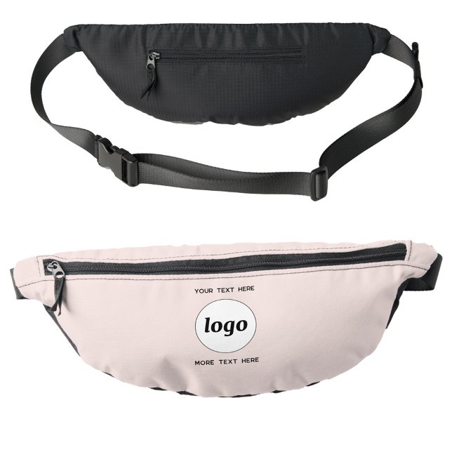 Logo Text Promotional Business Branding Blush Pink Bum Bags (Logo with custom text business promotional branding fanny pack bag)