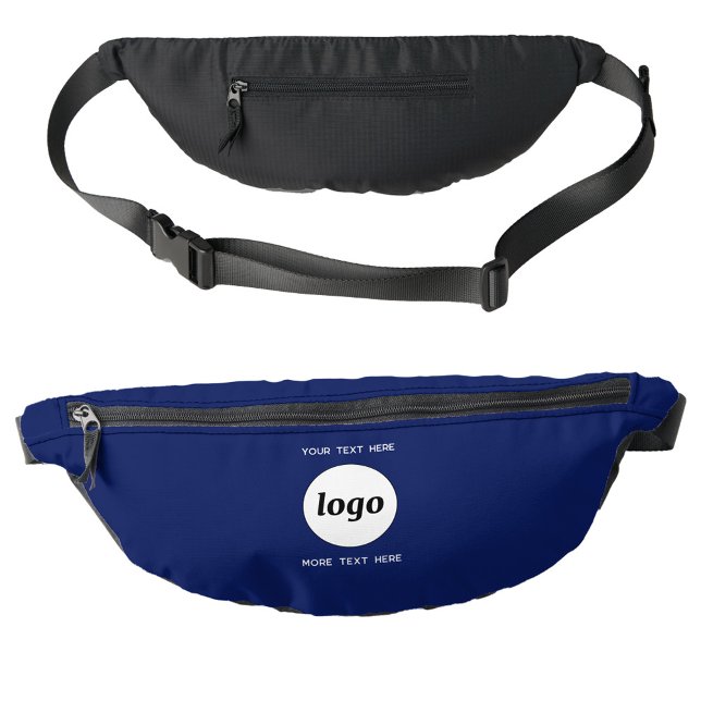 Logo Text Promotional Business Branding Navy Blue Bum Bags (Logo with text business branding promotional navy blue  fanny pack)