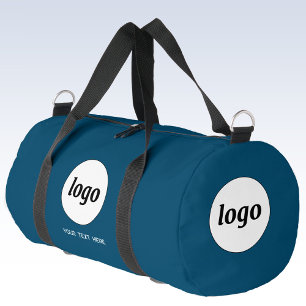 Logo Text Promotional Business Teal Green Duffle Bag