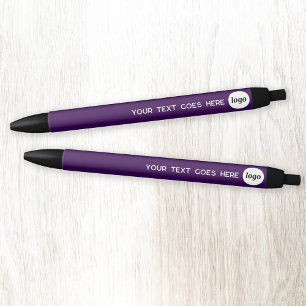 Logo Text Purple Business Branding Promotional Black Ink Pen