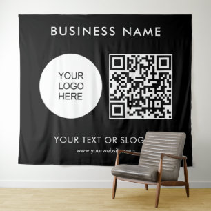 Logo Text QR Code Backdrop Party Event Seminar Tapestry