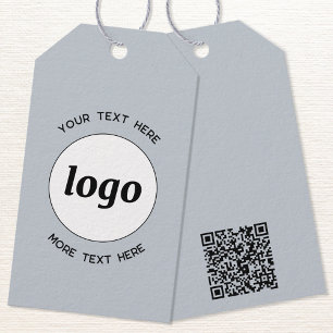 Logo Text QR Code Blue Business Price or Gift Tags