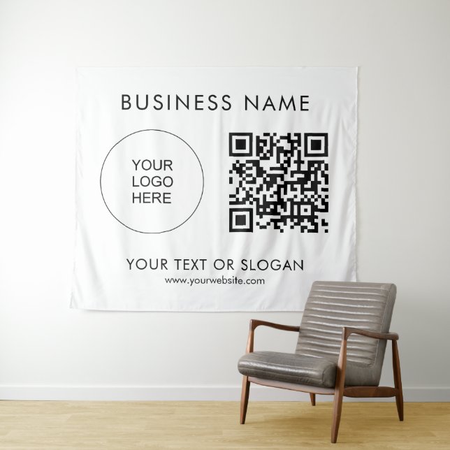 Logo Text QR Code Event Seminar Party Backdrop Tapestry (In Situ (Horizontal))