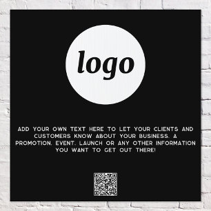 Logo Text QR Code Promotional Business Black Garden Sign