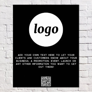 Logo Text QR Code Promotional Business Black Poster