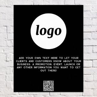 Logo Text QR Code Promotional Business Black Poster