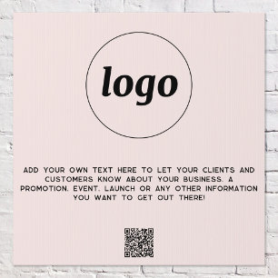 Logo Text QR Code Promotional Business Blush Pink Garden Sign