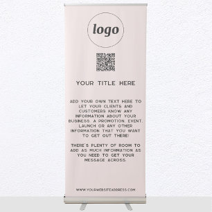 Logo Text QR Code Promotional Business Blush Pink Retractable Banner