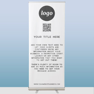 Logo Text QR Code Promotional Business Information Retractable Banner