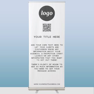 Logo Text QR Code Promotional Business Information Retractable Banner