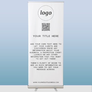 Logo Text QR Code Promotional Business Information Retractable Banner
