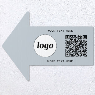 Logo Text QR Code Promotional Business Powder Blue Garden Sign