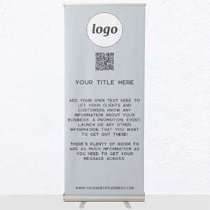 Logo Text QR Code Promotional Business Powder Blue Retractable Banner