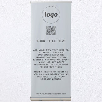 Logo Text QR Code Promotional Business Powder Blue Retractable Banner