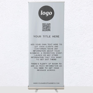Logo Text QR Code Promotional Business Powder Blue Retractable Banner