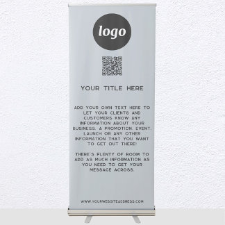Logo Text QR Code Promotional Business Powder Blue Retractable Banner